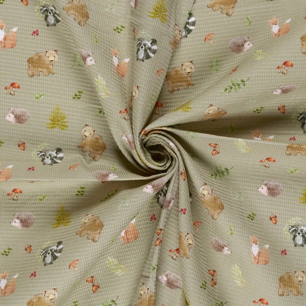 Waffle piqué fabric Green 