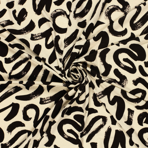 Viscose Vortex Jersey fabrik Beige bedruckt 