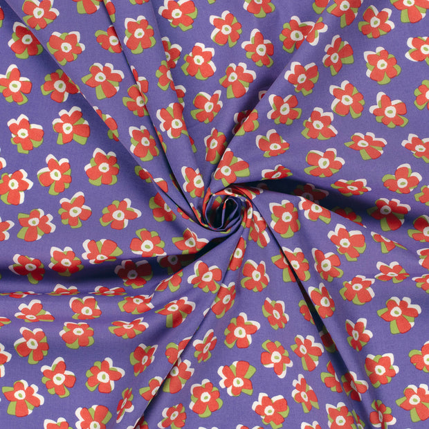 Algodón satinado tela Morado estampado 