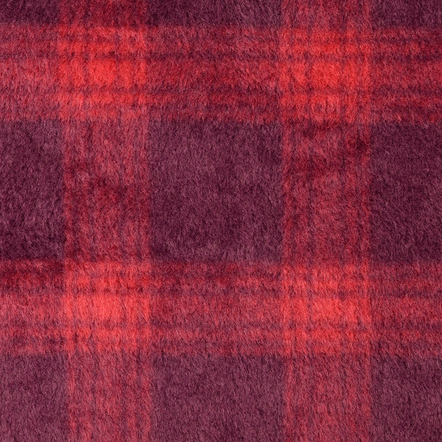Mantel Wool Touch fabric Checks Bordeaux