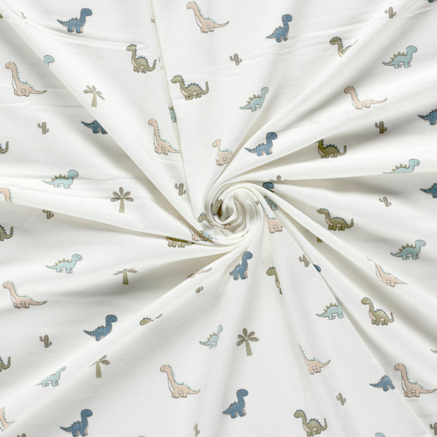 Jersey de Coton tissu Blanc cassé imprimé 