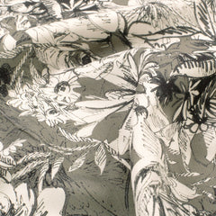 Twill digital printed Flowers Olive Green