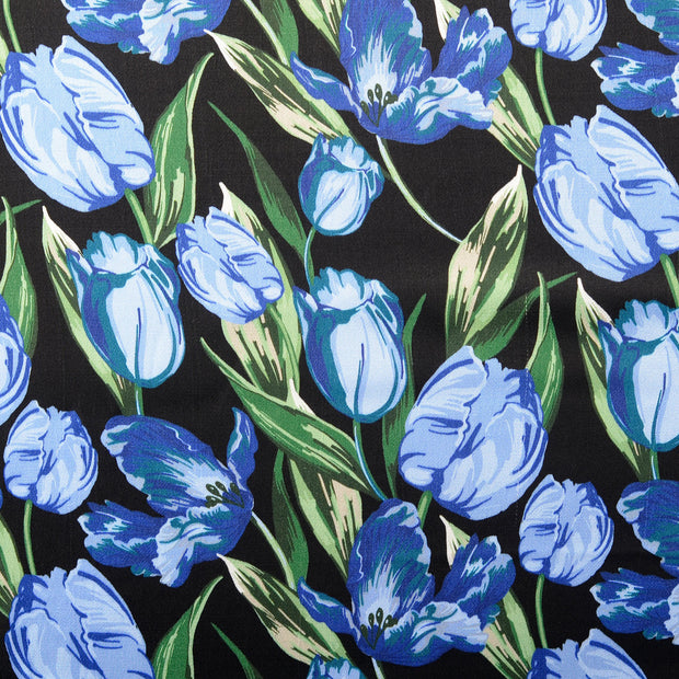 Viscose Satin fabrik Blumen Königsblau