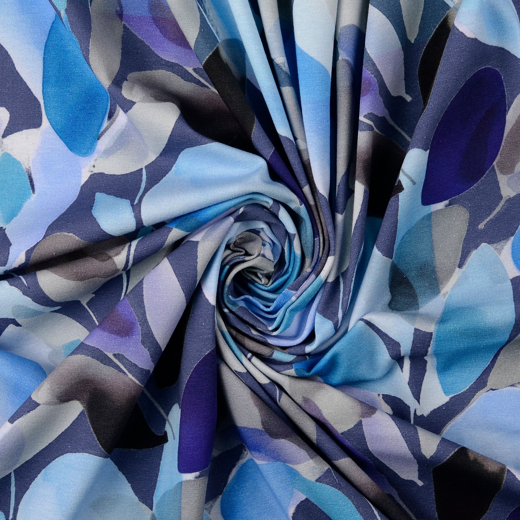 Cotton Jersey fabric Flowers Light Blue | Wholesale fabrics | Nooteboom ...