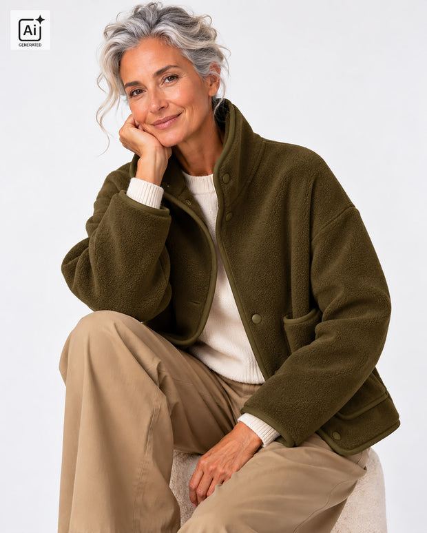 Fleece fabrik Melange Khaki-Grün
