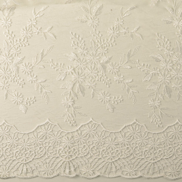 Dentelle tissu fleurs brodé avec bordure 