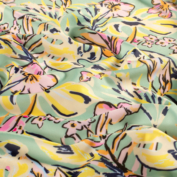 Swimwear Jersey UPF50 Recycled tissu fleurs Jaune