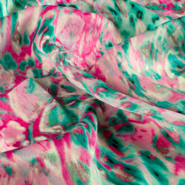 Satin Velvet tela Abstracto Fucsia