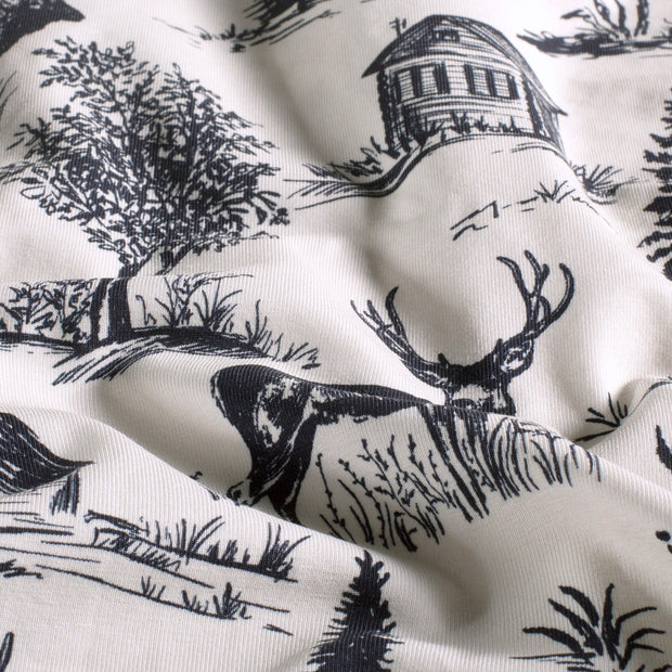 Jersey tissu cerfs Cobalt