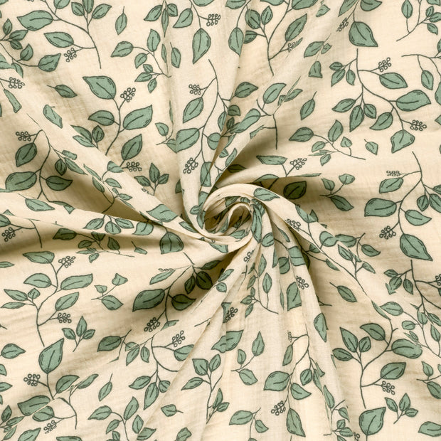 Double gaze tissu Beige imprimé 