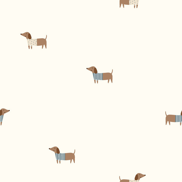 Cotton Jersey fabric Dogs Nutmeg