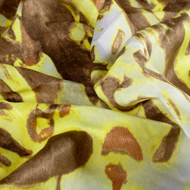 Satin Velvet tela Abstracto Amarillo mantequilla