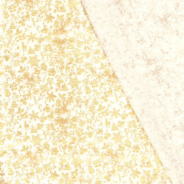 Cotton Poplin fabric Ornaments printed and foil 