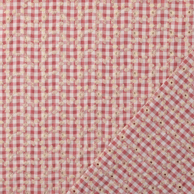 Lace fabric Red embroidered 