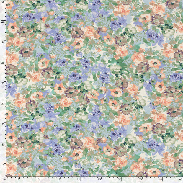 Polyester Bubble fabric Flowers Dark Mint