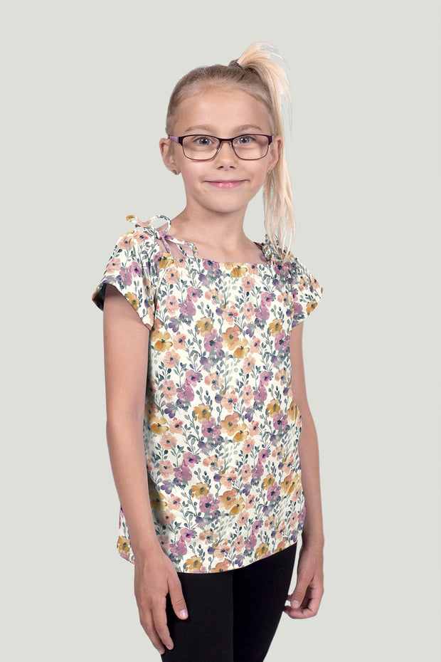 Cotton Jersey GOTS organic fabric Flowers Off White