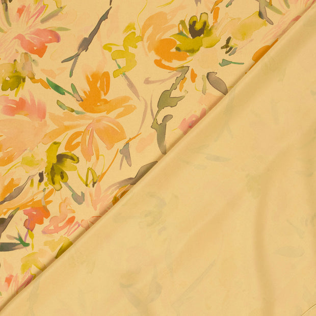 Viscose Satin fabric Flowers digital printed 