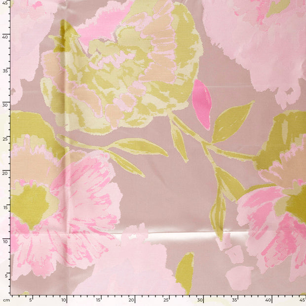Jacquard fabric Flowers Pink