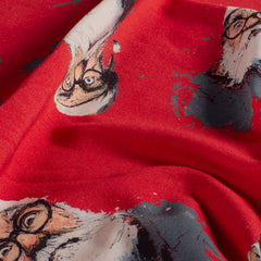 French Terry printed Christmas Red
