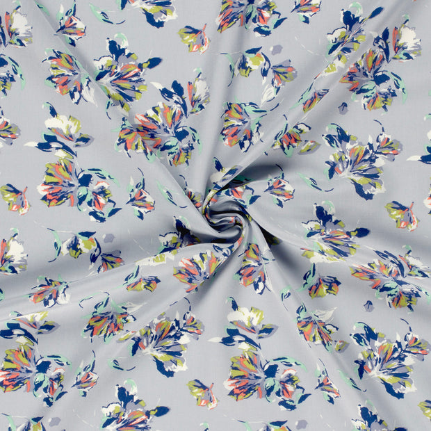 Viscose Poplin fabric Light Blue printed 