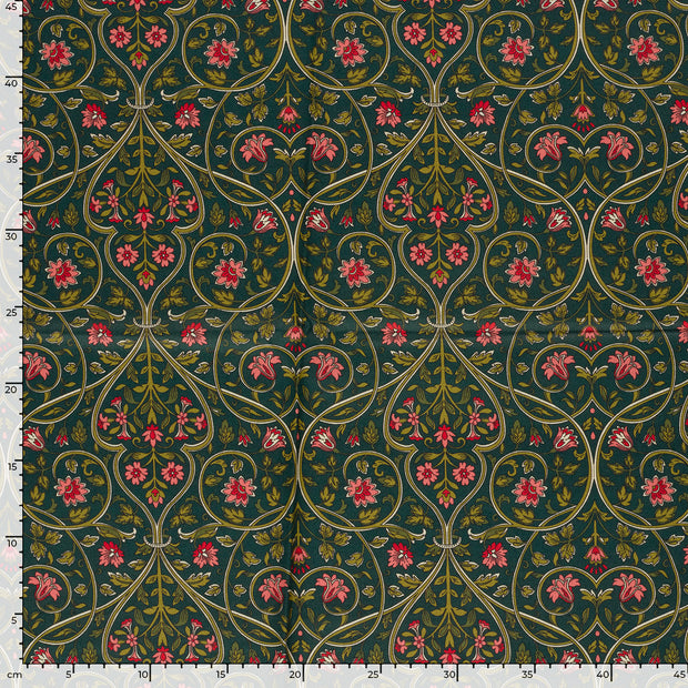 Panama stof Ornamente Petrol