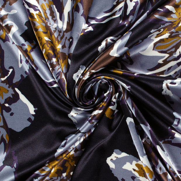 Satin fabric Abstract Navy