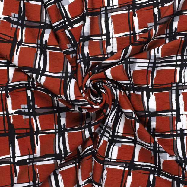 Viscose Nylon Crepe fabric Brique printed 