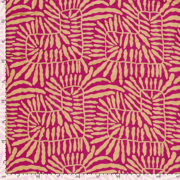 Muslin bounded fabric Abstract Fuchsia