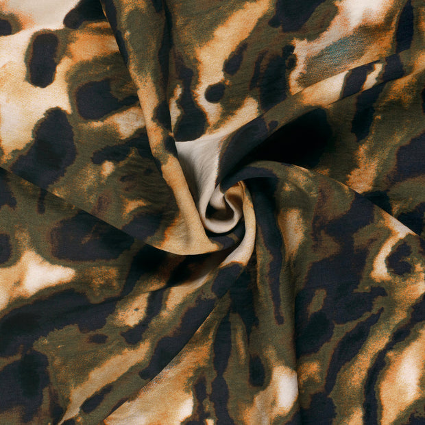 Viscose Nylon Crepe fabrik Khaki-Grün bedruckt 