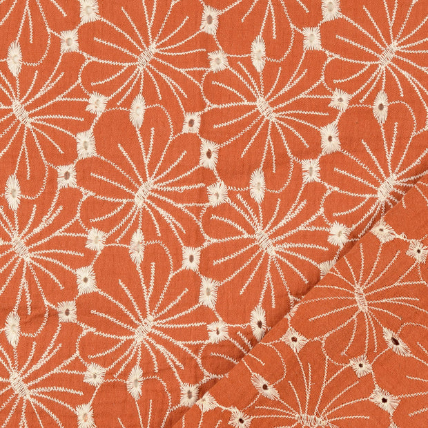 Muslin fabric Flowers embroidered 