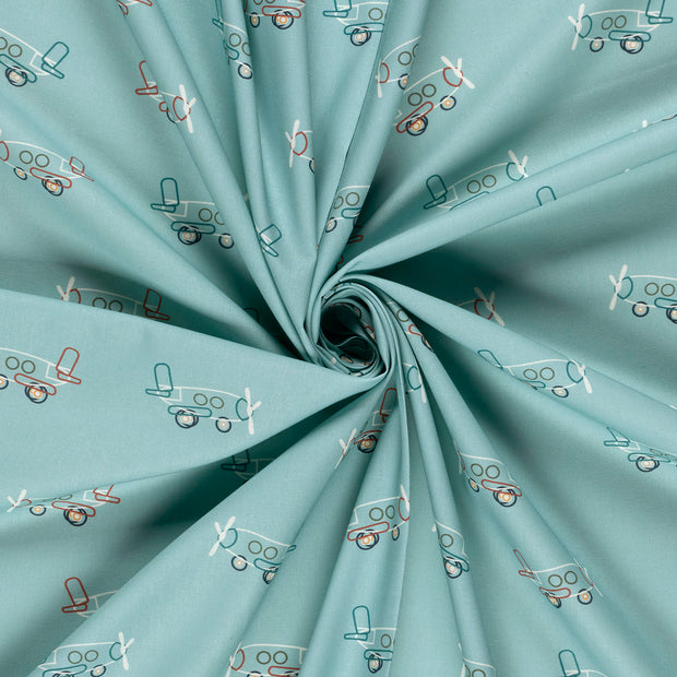 Algodón Popelina tela Azul bebé estampado 