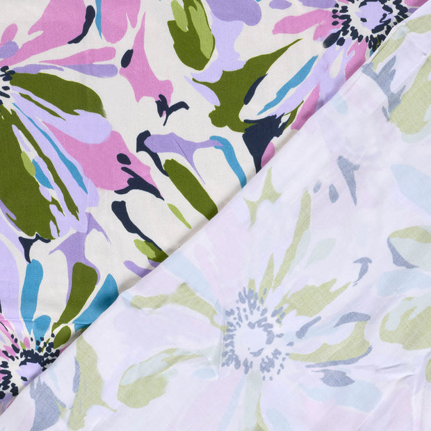 Viscose Satin fabric Flowers digital printed 