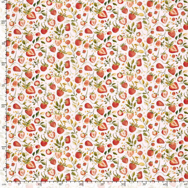 Cotton Poplin fabric Strawberries 