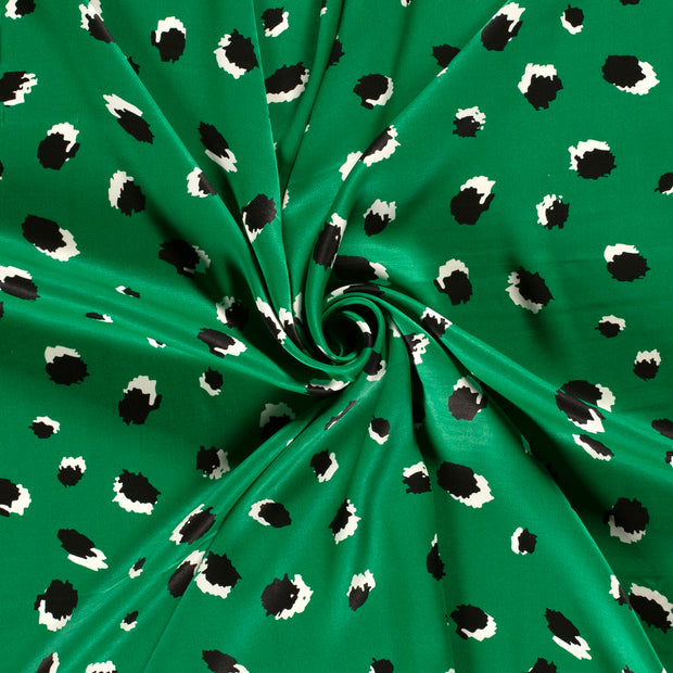 Viscose Satin tissu Vert imprimé 