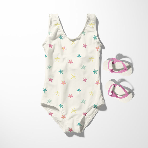 Swimwear Jersey UPF50 Recycled fabric Dots Off White