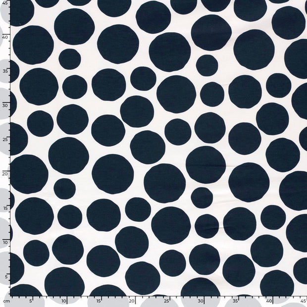 French Terry tissu pois Bleu Marine