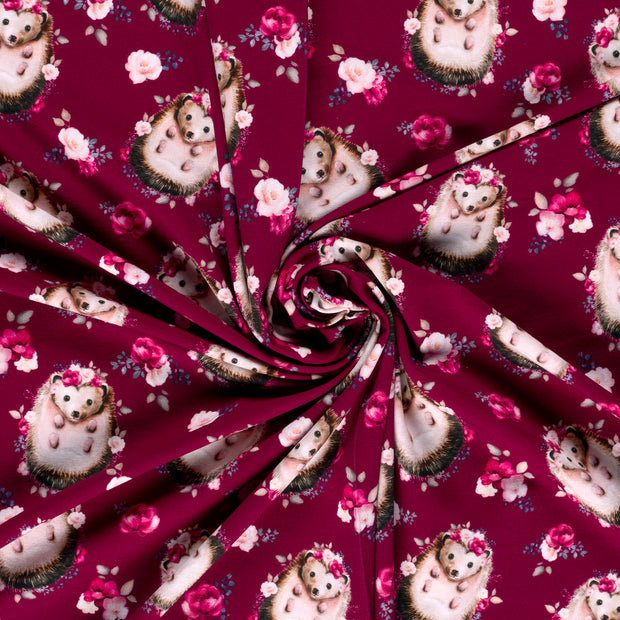 French Terry tissu Bordeaux imprimé numérique 