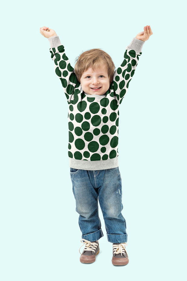 French Terry tissu pois Vert foncé