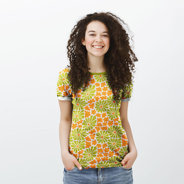 Jersey fabrik Blumen bedruckt 