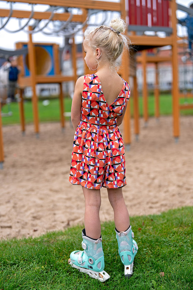 Viscose Satin fabrik Abstrakt Coral