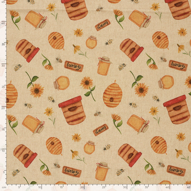 Linen Look fabric Bees Beige