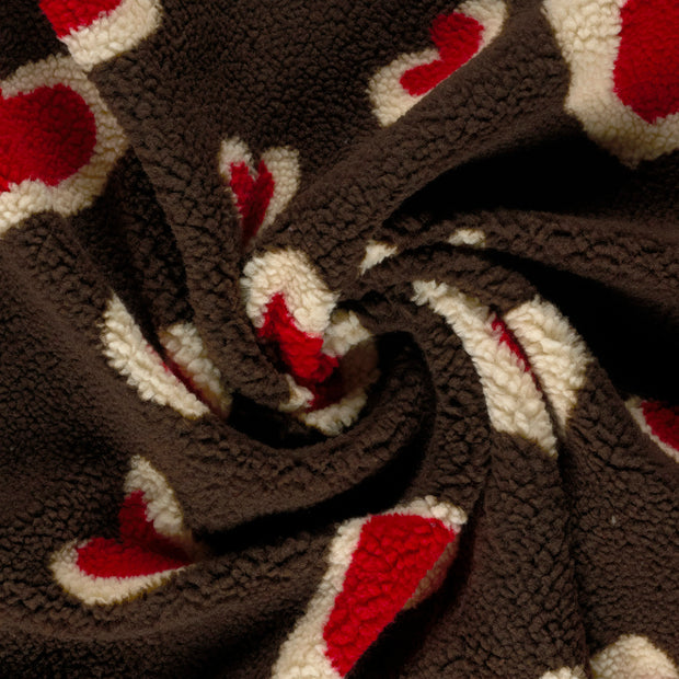 Sherpa Fleece fabric Dark Brown printed 