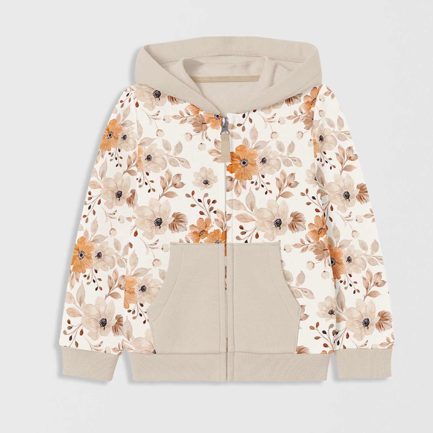 French Terry GOTS organic fabric Flowers Off White Wholesale