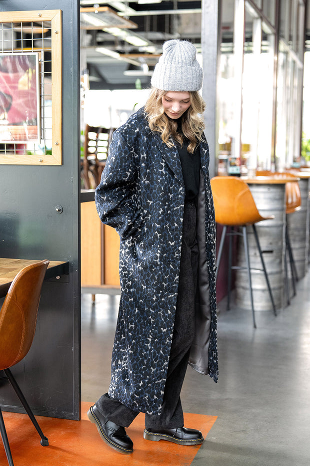 Jacquard fabric Leopards Indigo