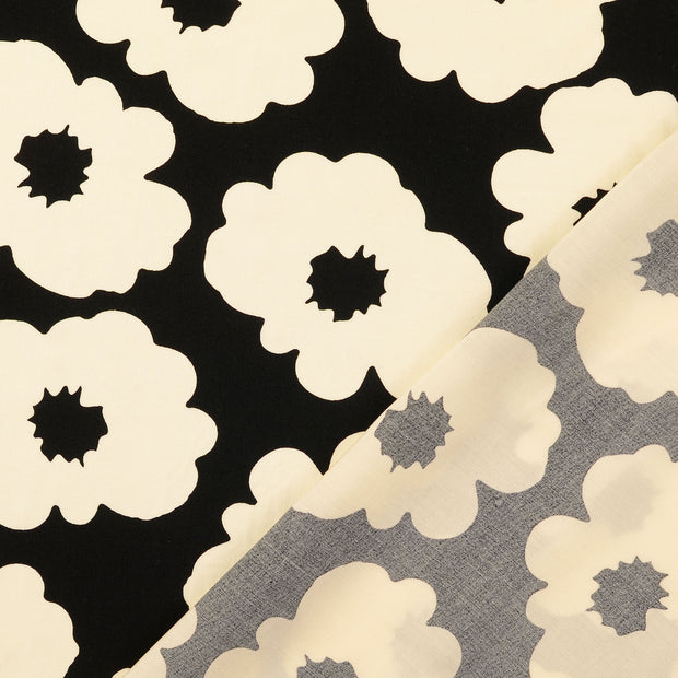 Viscosa Poplin tela Negro estampado 