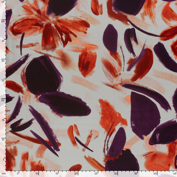 Satin Duchesse fabrik Blumen Aubergine