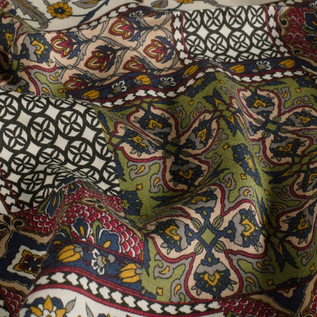 Viscose Satin fabric Abstract Bordeaux