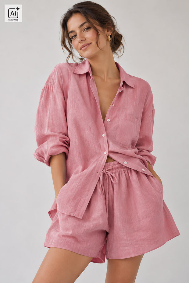 Linen fabric Unicolour Light Pink