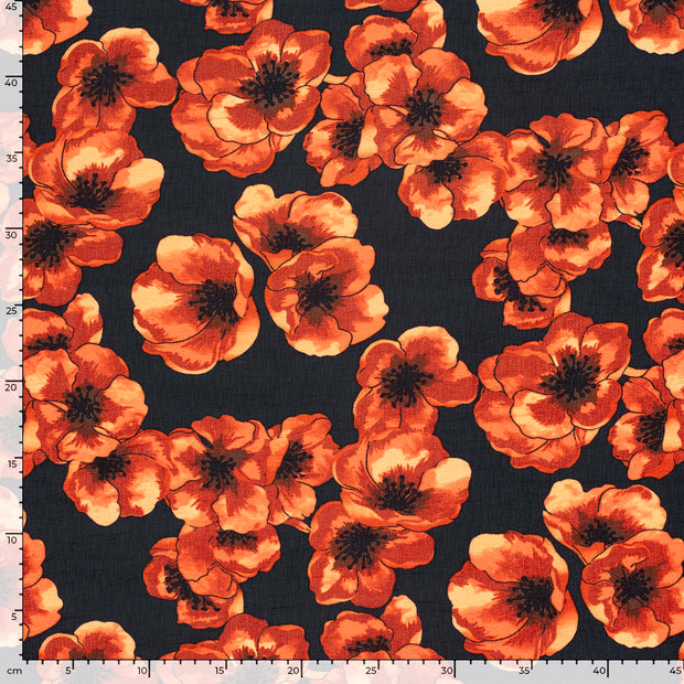 Viscose Nylon Ottoman fabric Flowers Brique