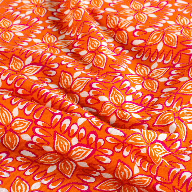 Jersey fabric Flowers Orange